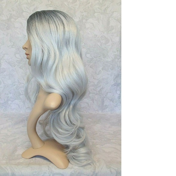 Long Wavy Silver Dark Ombre Heat Resistant Wig main image 8